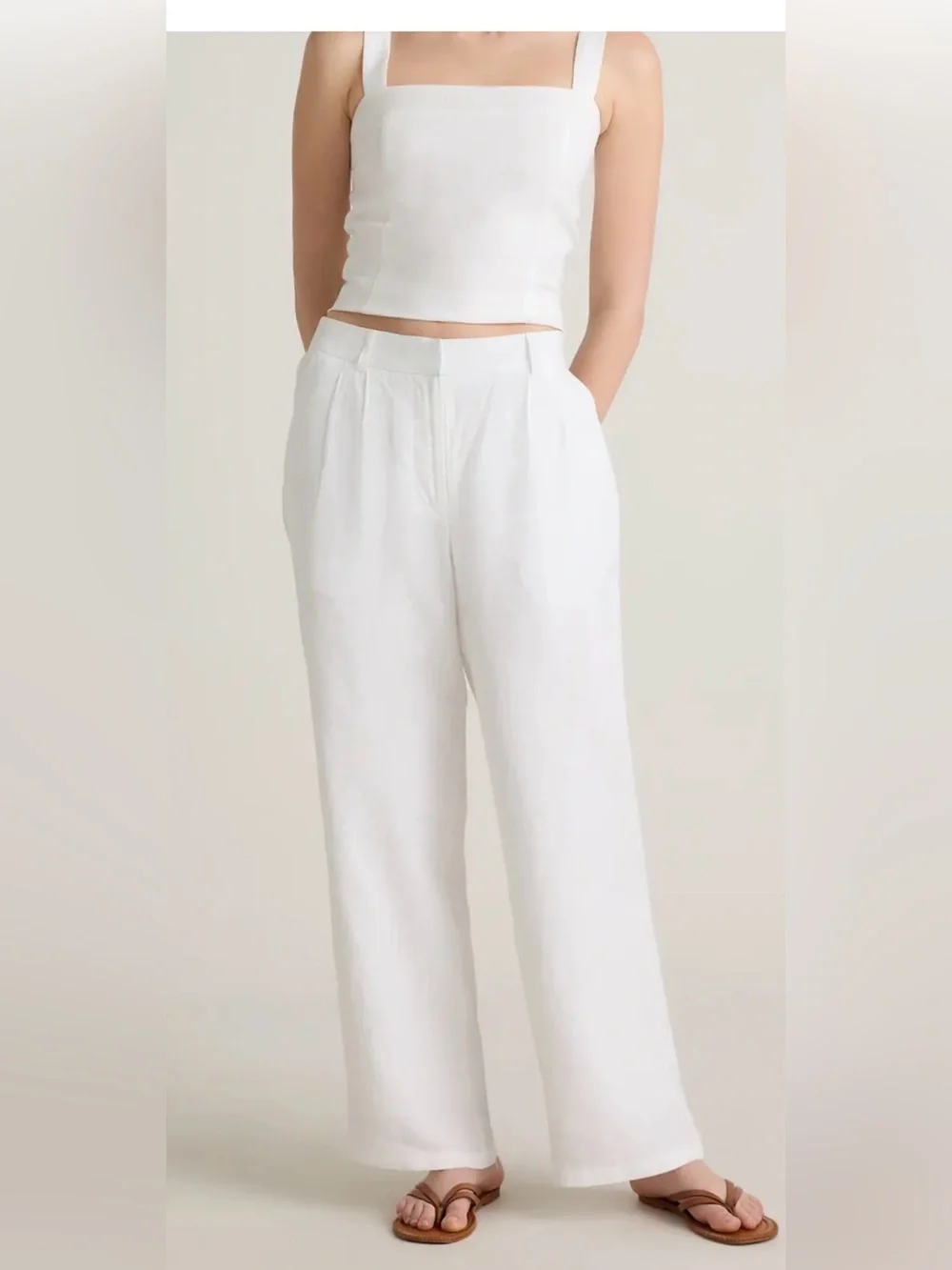 Quince White Linen Relaxed trousers Pants size 4 NWT
